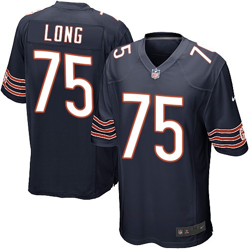 Men's Game Kyle Long Nike Jersey Navy Blue Home - #75 NFL Chicago Bears